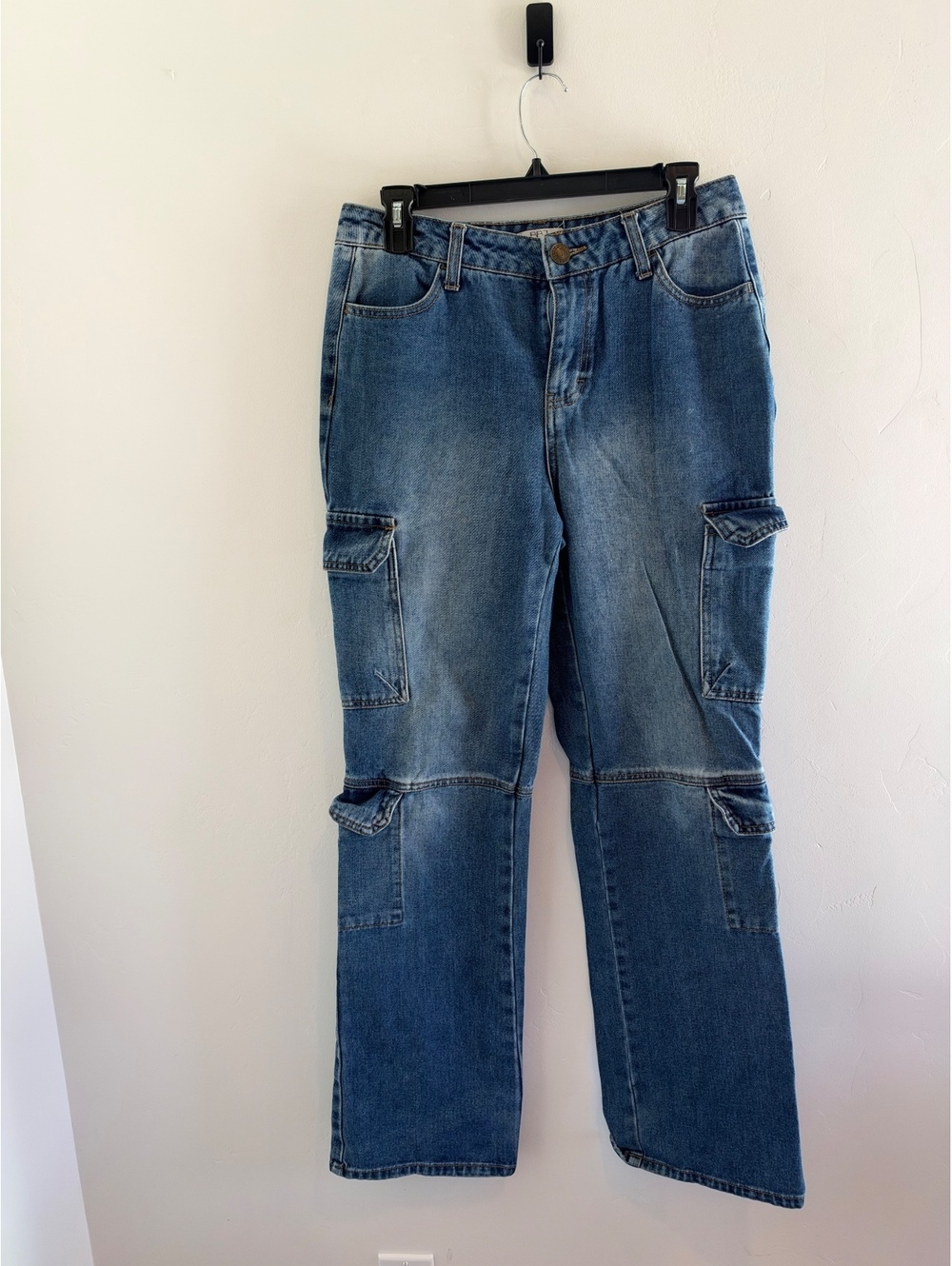 BBJ Los Angeles Cargo Jeans Size 3/26 Straight Leg Multi Pocket Y2K